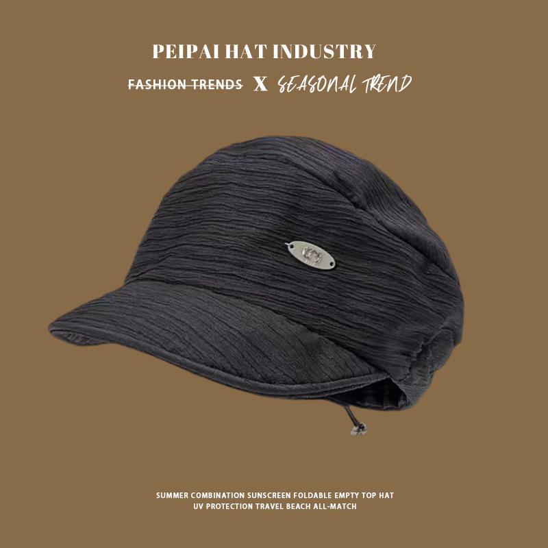 

Female big head circumference versatile face small painter hat cold texture retro bud hat one size fits all