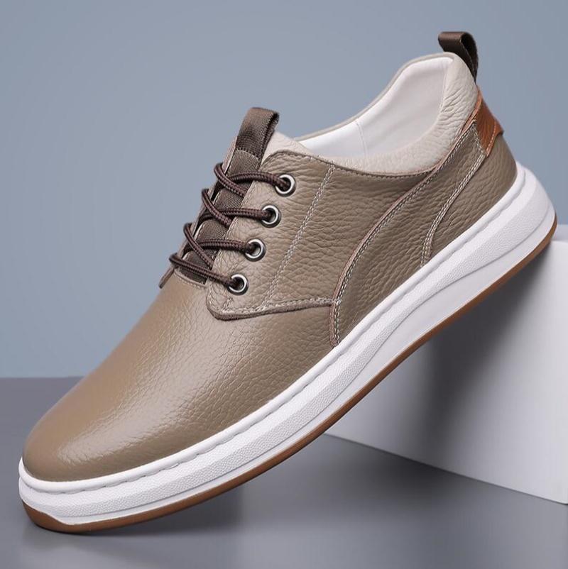 

British Style Man Casual Leather Shoes Brand Comfy Flat Designer Sneakers Fashion New Outdoor Minimalist Walking Oxford Shoes 44 хаки