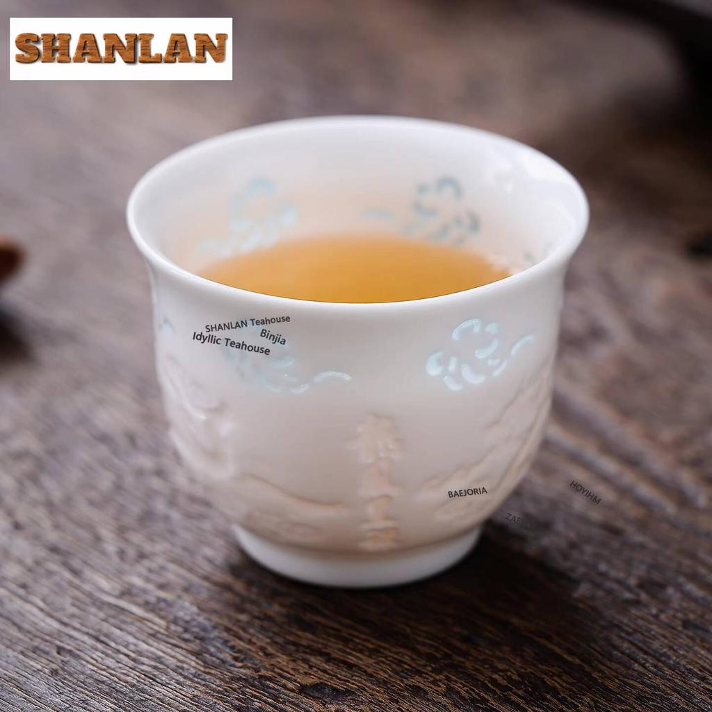 140ml Jade Porcelain Dragon Phoenix Auspicious Teacup Zen Tea Bowl Set Of Cups Tea-tasting Personal Cup Jianzhan Master Cups Cha