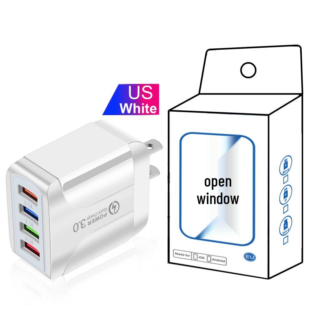 Colorful 4-Port USB Travel Charger 5V/2.4A Fast Charging, Australian Standard