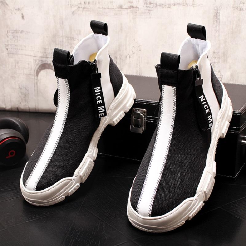 

Fashion Breathable fiber black flat heel sewing men s off-the-shelf casual riding boots Round toe men s casual leather boots 6 44 белый