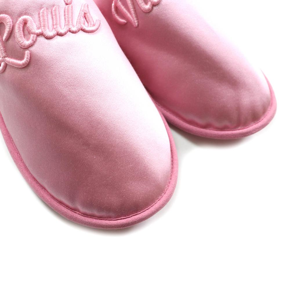 Excellent LOUIS VUITTON Other shoes Embroidered logo satin slippers pink Satin Women Used