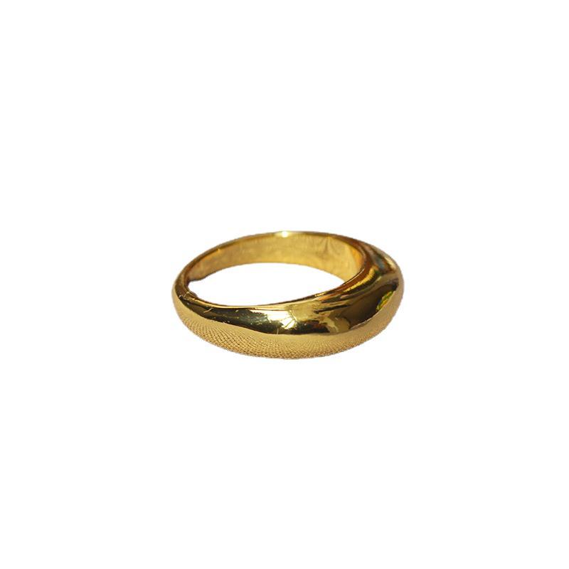 Gold-Plated Brass Minimalist French Style Arc Ring – Trendy Index Finger Jewelry