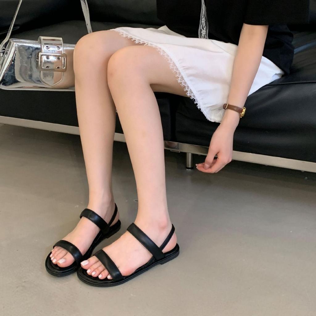 2025 spring and autumn new Korean version of one-word flat sandals women's versatile casual wear high heels fashion cool slippers