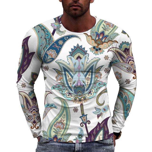 

Новая футболка с длинными рукавами и узором Tide Streak европейского размера для мужчин, повседневная осенняя модная футболка с круглым вырезом 6XL