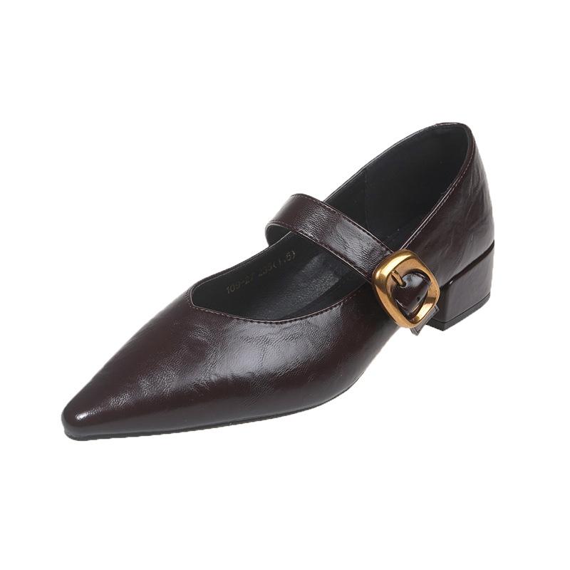 Europejska stacja brytyjski styl gruby obcas buty Mary Jane damskie 2025 wiosna nowe miękka skóra retro klamra na jeden pasek wysokie obcasy