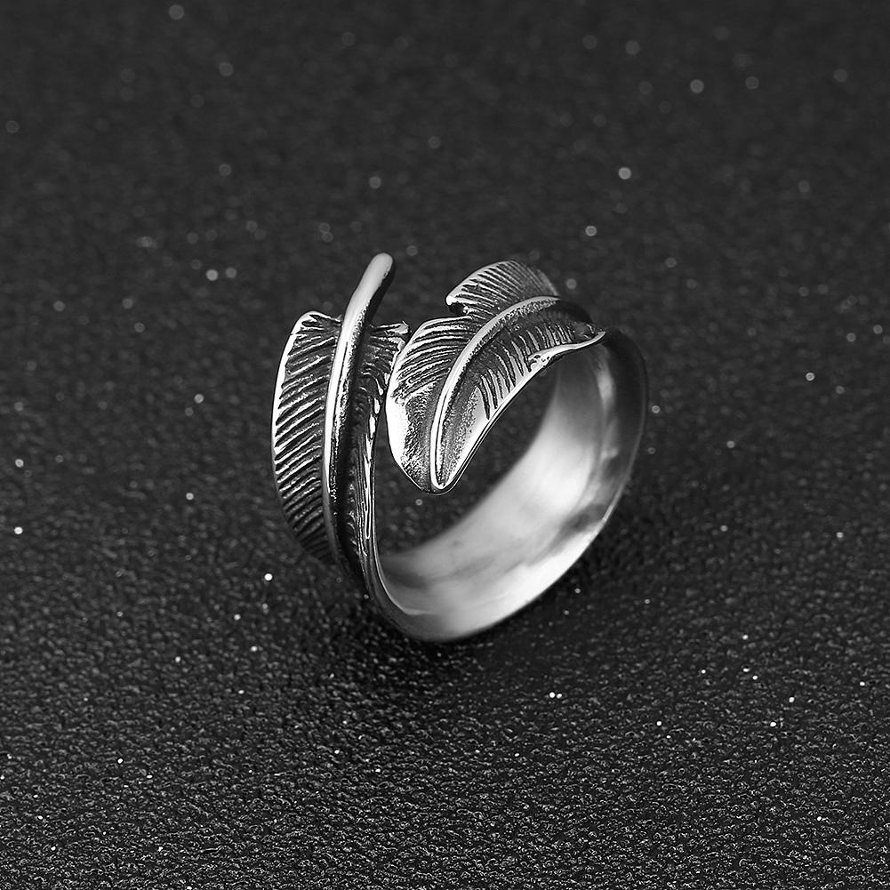 Pánské módní šperky z titanové oceli s otevíracím prstenem ve tvaru peří (8#)