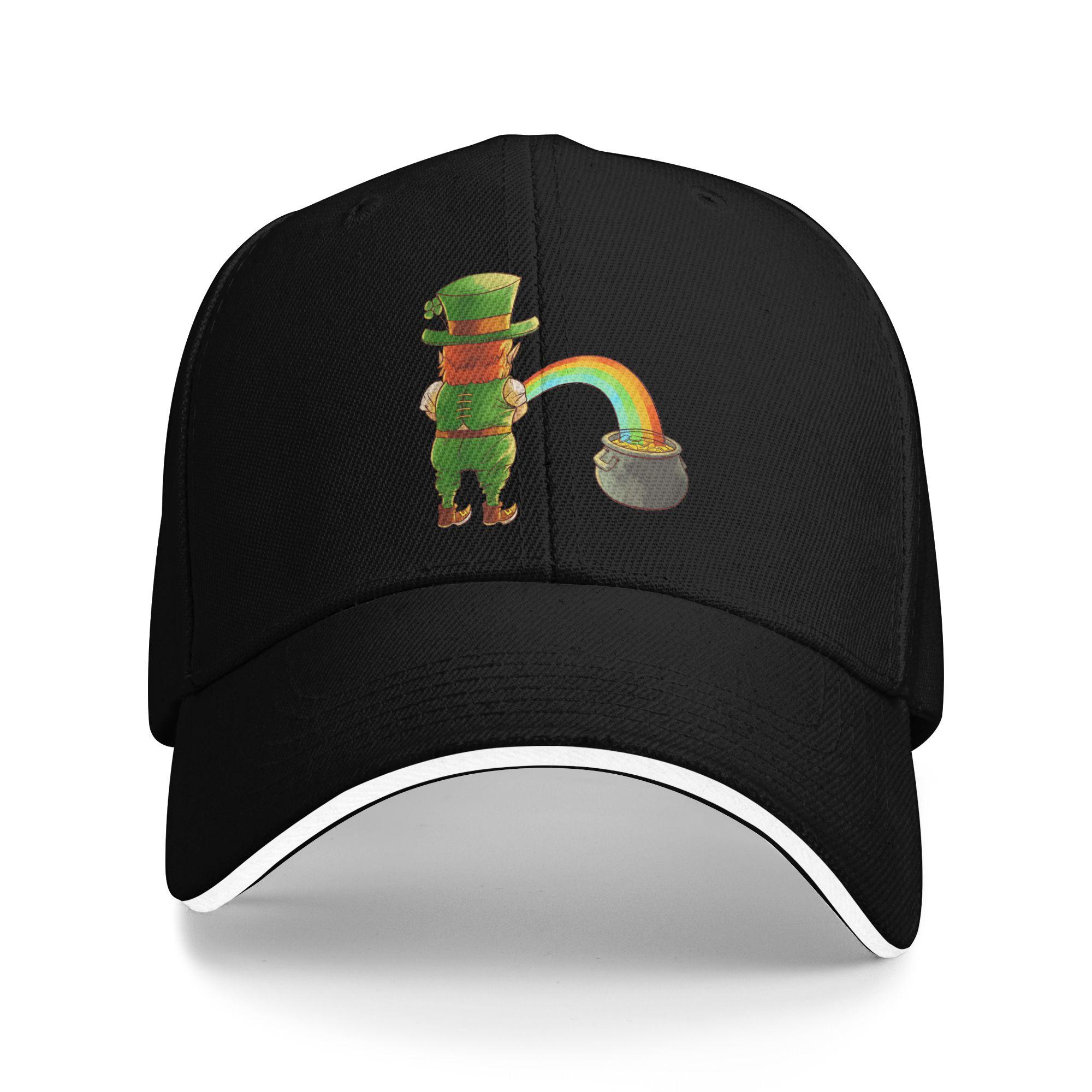 

Golden Rainbow St Patricks Day Sun Baseball Cap Summer Trendy Trucker Hat For Couple Women Outdoor Sports Snapback Cap One Size