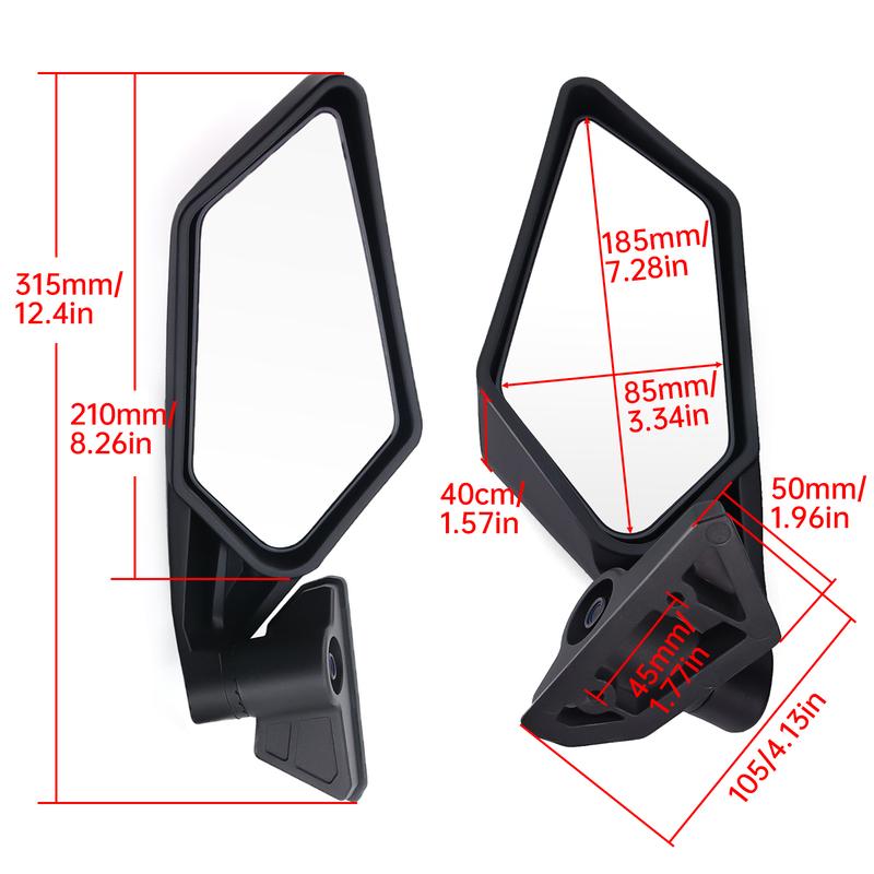 for Maverick X3 Side Mirror Rear View Racing Style 1 Pair Mirror for Can Am for Maverick X3XRS XDS MAX Off-road 2017-