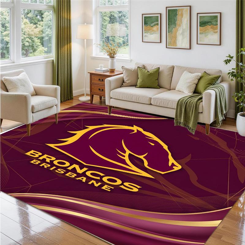 Brisbane Broncos Tasarımlı Kristal Kadife Halı Yatak Odası Girişi İçin Yumuşak Dekoratif Mat
