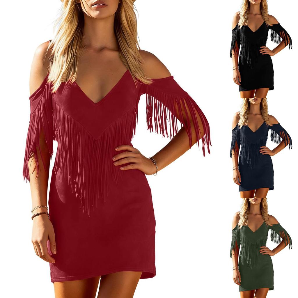 Women’s V Neck Cold Shoulder Mini Dress with Detailing and Short Sleeves for Casual and Party Wear Outfits