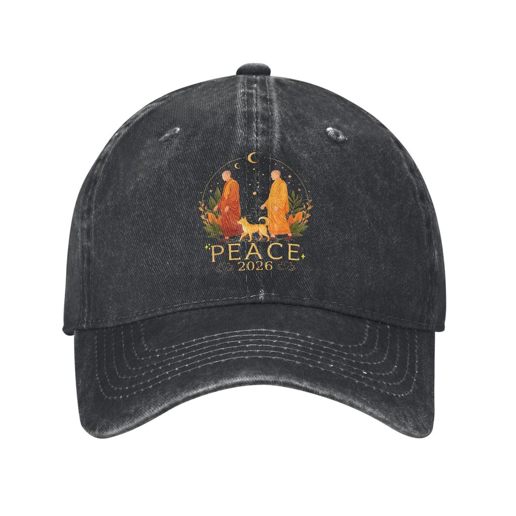 Washed Baseball Cap Walk for Peace Monks Journey 2026 with Dog Meditation Summer Trucker Hat For Women Outdoor Sun Baseball Caps