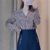 Shopping mall 1116 women's spring and autumn new retro suit collar floral printing long-sleeved shirt