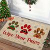 Paw Print Reindeer Christmas Doormat Non-Slip Washable Entrance Rug Indoor Outdoor Winter Home Decor Mat