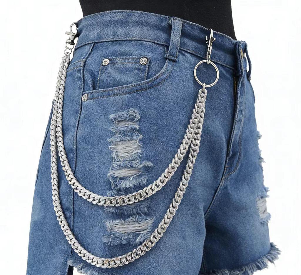 Trendige doppelreihige Metall-Denim-Hosenkette - Modisch und vielseitig