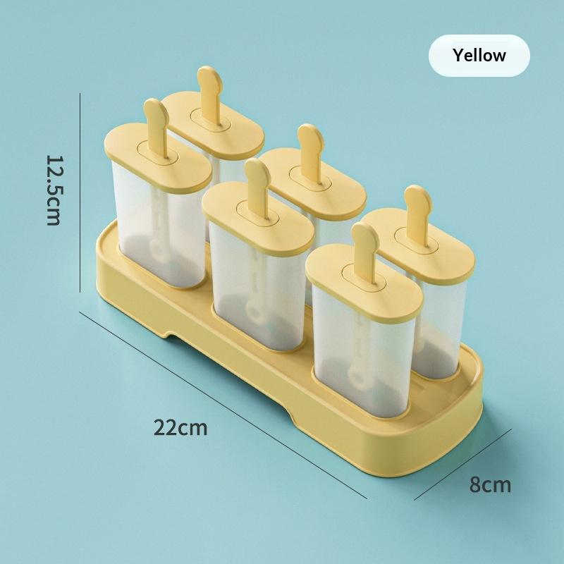 Set 6 Pieces Popsicle Molds Ice Popsicle Maker Reusable Ice Popsicle Mold Easy-Release Homemade Ice Cream Molds жёлтый