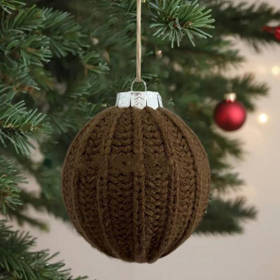 Crochet Ball Christmas Ornaments Handmade Knitted Ball Christmas Tree Ornaments Rustic Hanging Decoration for Winter Holiday Home Decor
