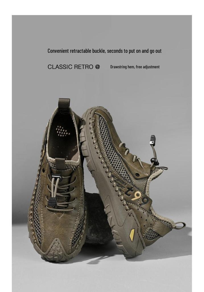 Handmade Men's 2026 New Summer Mesh Hollow Breathable Shoes