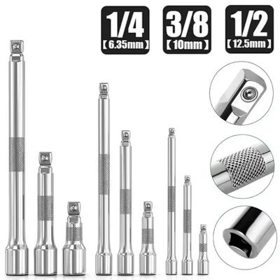 1/4" 3/8" 1/2" Socket Ratchet Wrench 50/100/150/250mm Socket Extender Drive Extension Bar