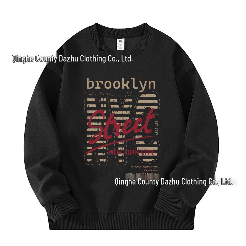 Brooklyn Print Men s Oversized Long Sleeve Hoodie XL чёрный