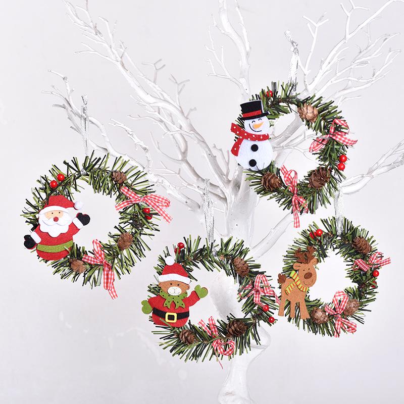 Christmas Wreath & Tree PVC Ornaments: Snowman, Reindeer, & Pine Cone Design