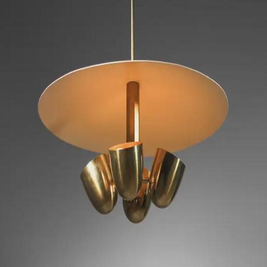 Mid Century Italian Sputnik Chandelier 1950s Modern Raw Brass 4-Light Pendant Ceiling Fixture Kalmar Italian Dining Modern Brass Chandelier