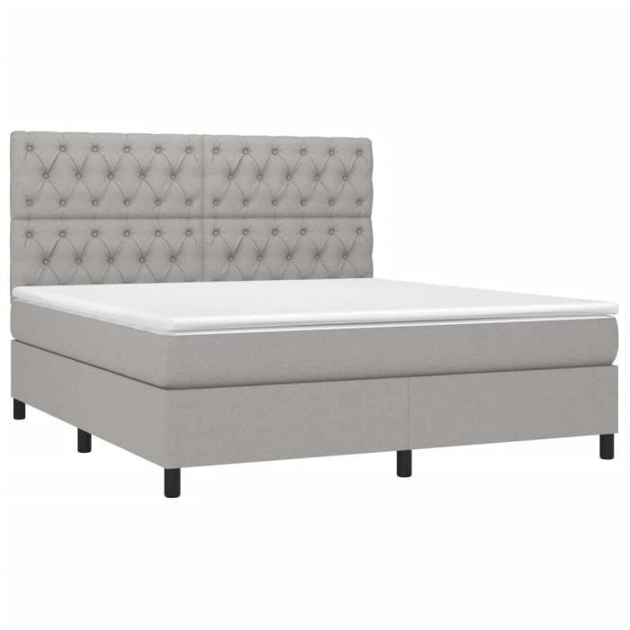 3142025 vidaXL Lit à sommier tapissier avec matelas Gris clair 160x200cm Tissu