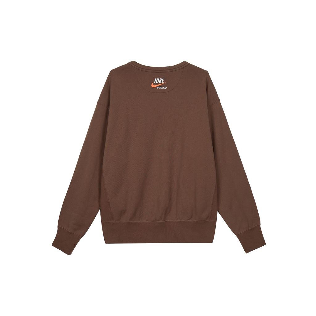 Nike Sportswear Trend Graphic Print Knit Crewneck Sweatshirt Men tops Brown DX0026-259