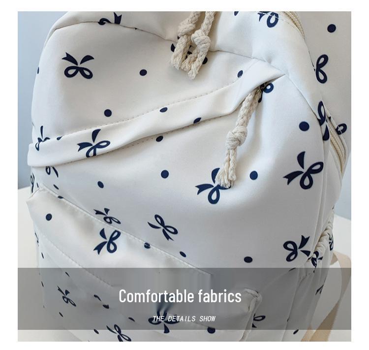 Women's Trendy Floral 3-Piece Backpack Set with Bow Print – Cute, Lightweight, and Versatile for Students