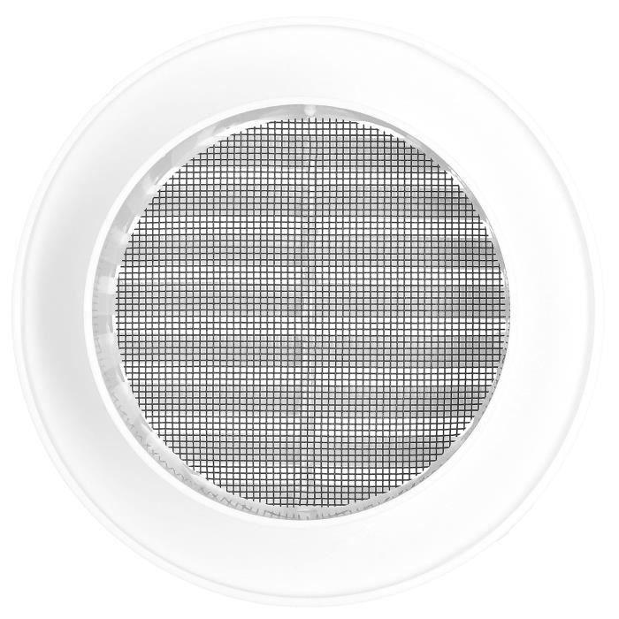 Grille D'aération - KOTARBAU - Ronde - Diamètre 100 Mm - Plastique Blanc - Moustiquaire Intégrée