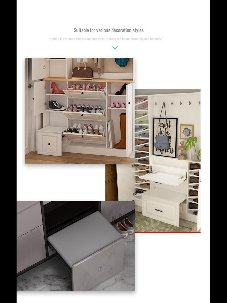 Wall-Mounted Invisible Folding Shoe-Changing Stool for Home