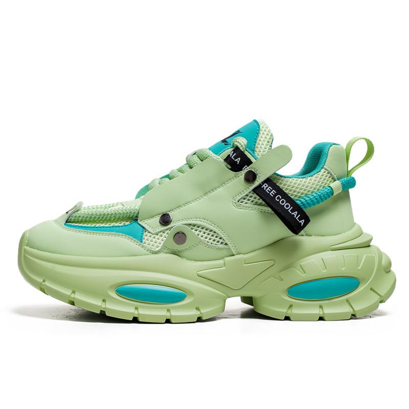 

Дизайнерские зеленые мужские кроссовки на толстой подошве, осенние туфли на платформе, увеличивающие рост, мужские дышащие повседневные спортивные кроссовки для мужчин 39