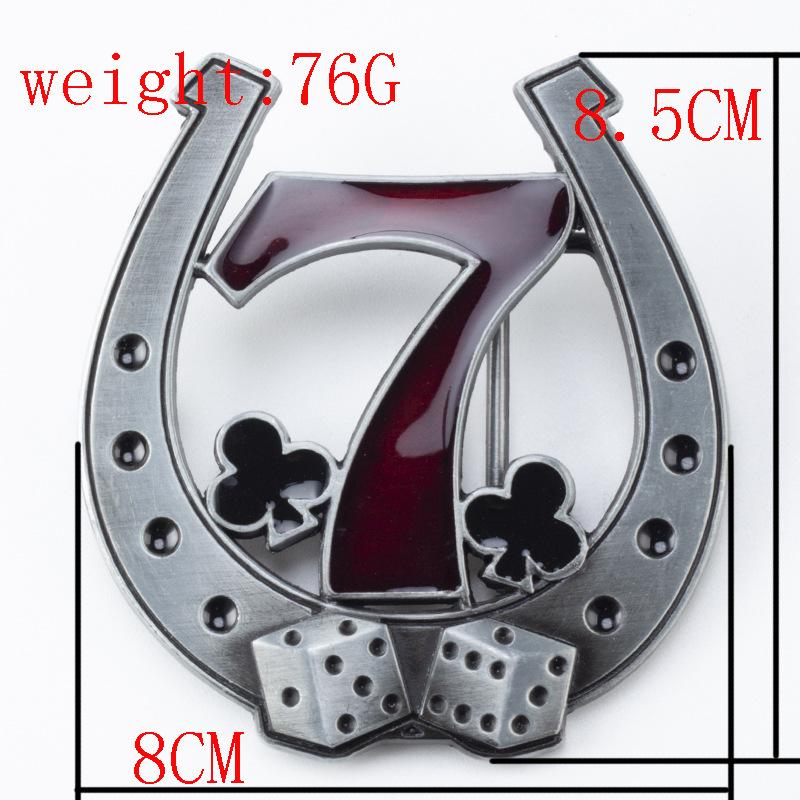 Cataramă pentru cureaua ecvestră Seria calului Cataramă netedă metalică simplă Numărul 7 Model de prune Logo-ul zarurilor de origine