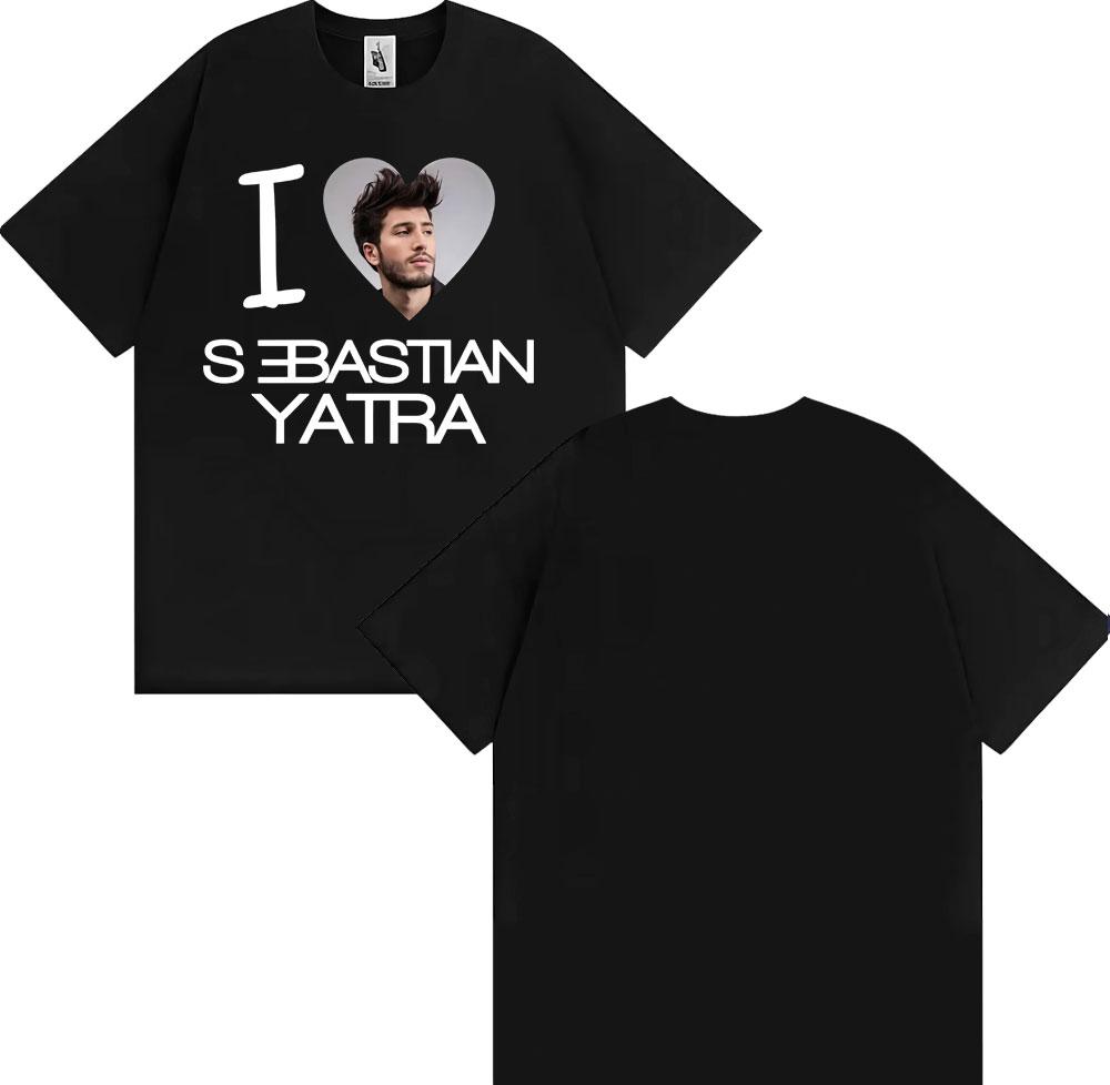 I Love Sebastian Yatra Singer T Shirts Mens Clothing Fashion Trend Short Sleeve Tshirt Unisex High Quality 100 Cotton T Shirt