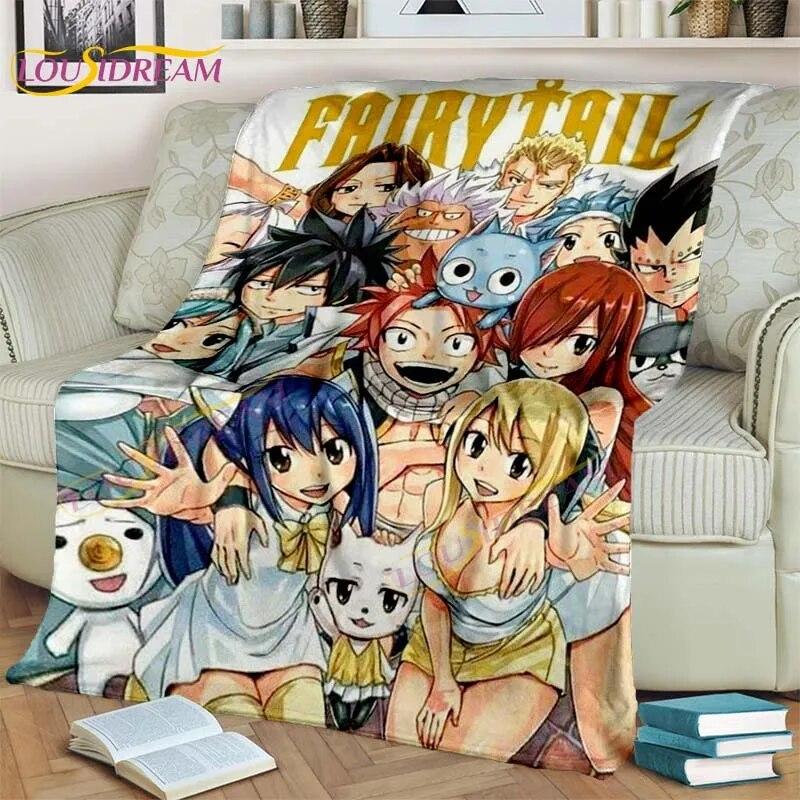 Fairy Tail Blanket Anime Blanket Natsu Blanket 3D Cartoon Covered Blanket Flannel for Bedding Children Room Decor Warm Blanket