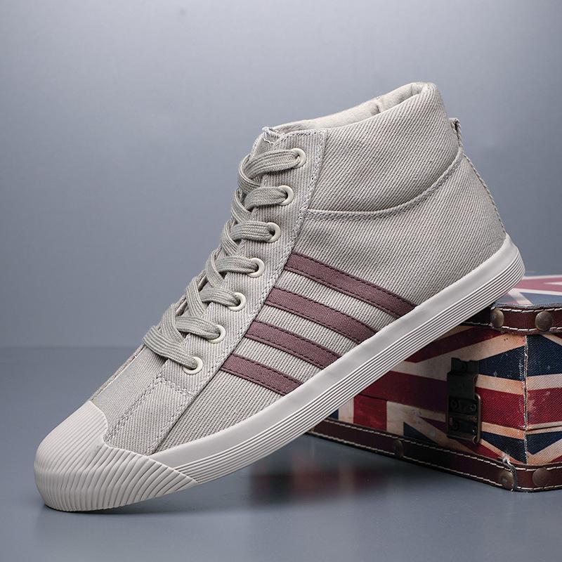 Дышащие мужские высокие парусиновые ботинки весналето базовая повседневная обувь молодежная трендовая обувь среднего берца дизайнерская обувь 38 бежевый 2980₽