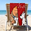 Personalisierbares Strandtuch Tintins Abenteuerstadt Strandtuch, Weiche Mikrofaser, Geschenk für Sie/Ihn, Geburtstag, für Pool, Strand, Reisen, Fan-Geschenke