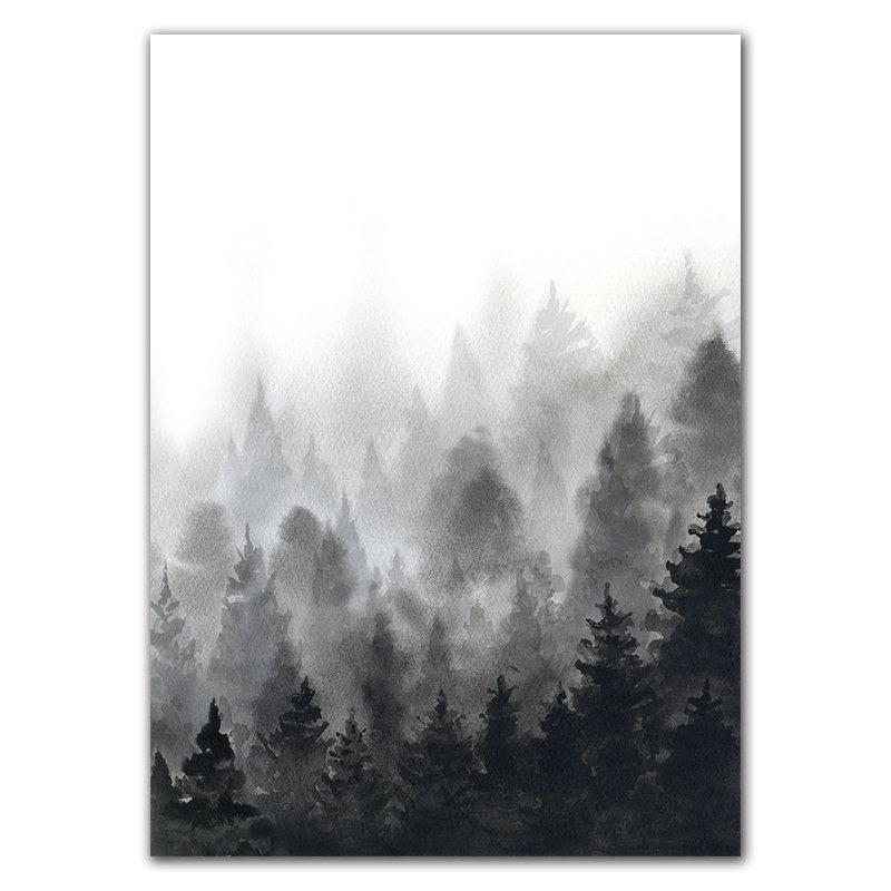 

Деревянный мост пейзаж девушка птицы черный белый художественный постер дерево лес прибой природа картина принты скандинавский настенный декор HD0134 50x70cm no frame