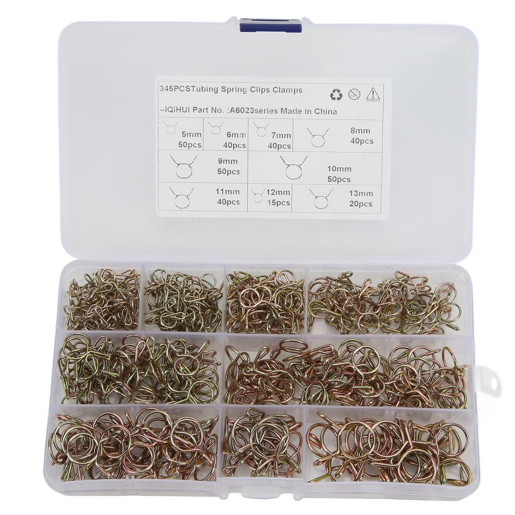 345 ks Palivová hadice Pružinové spony Hadicové svorky Sada sortimentu 9 velikostí pro motocykl ATV Lodě