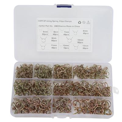 345pcs Fuel Line Hose Spring Clips Pipe Clamps Assortment Kit 9 Size for Motorcycle ATV Boats