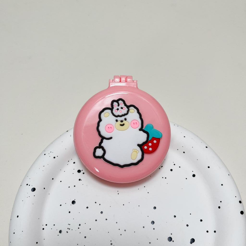 Cute Cartoon Foldable Airbag Comb with Mirror - Portable for Children, Cream Wind Design