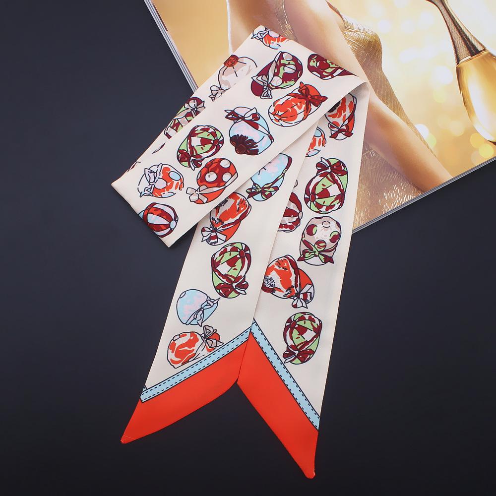 

New Cute Slender Narrow Silk Scarf Tied Bag Handle Silk Scarf Small Ribbon Scarf Women s Twill Scarf Headband Decorative Gift