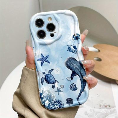 Blue Marine Organisms Phone Case For Samsung Galaxy A56 A55 A37 A36 A27 A26 A16 Galaxy S26 S25 S24 FE S22 S23 Ultra Plus Cover