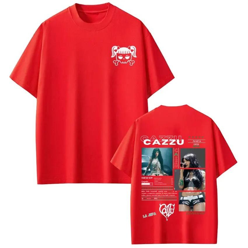 Shortsleeved Loose Cotton Aesthetic Oversized Tshirt Singer Cazzu 2026 Tour Graphic Tee Unisex Women Fashion Tshirts Fan Gifts