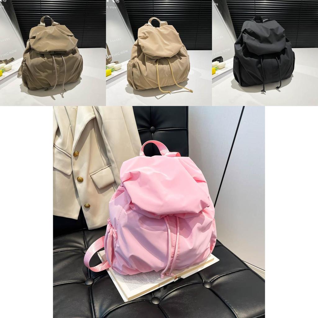 Solid Color Nylon Large Capacity Backpack For Women Travel And Daily Use