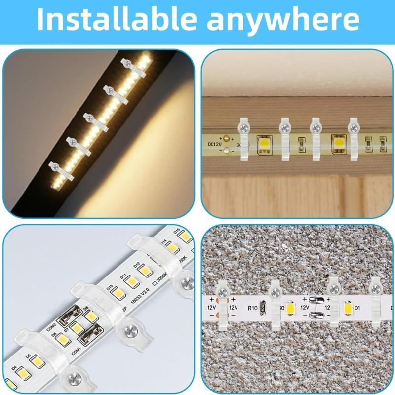 100Pcs Transparency LED Bar Light Mounting Clips With 10mm Wide for Waterproof Light Strips Fixing and Secure Install