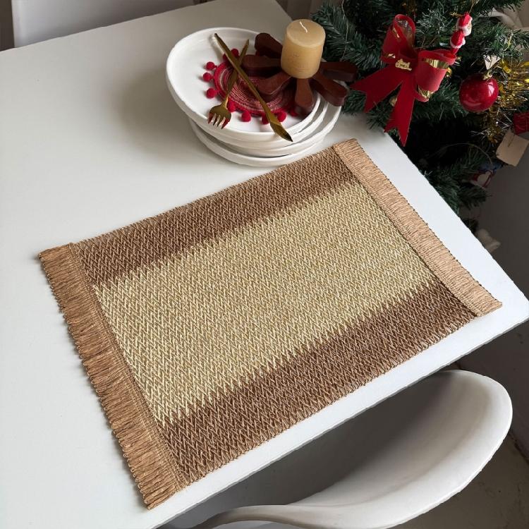 Decorative And Functional Paper Rope Woven Striped Coaster With Heat Insulation For Enhancing Dining Experiences