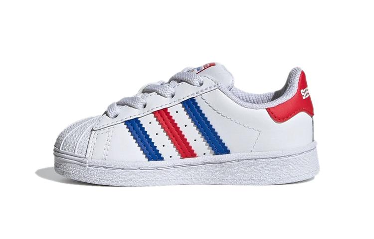 

Adidas Originals Superstar Collection Abrasion Resistant Low top Toddler Shoes White Blue Red Infant And Toddler FV3691 25.5
