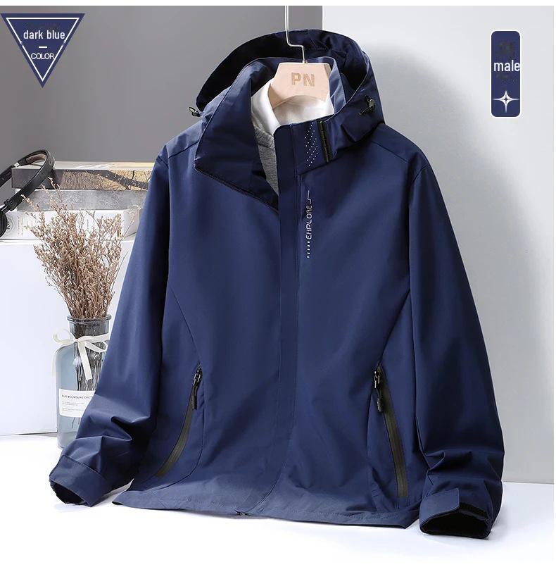 

Мужские и женские ветрозащитные, водонепроницаемые черные тонкие куртки на весну/осень - модный тибетский бренд для активного отдыха Men s Dark Blue