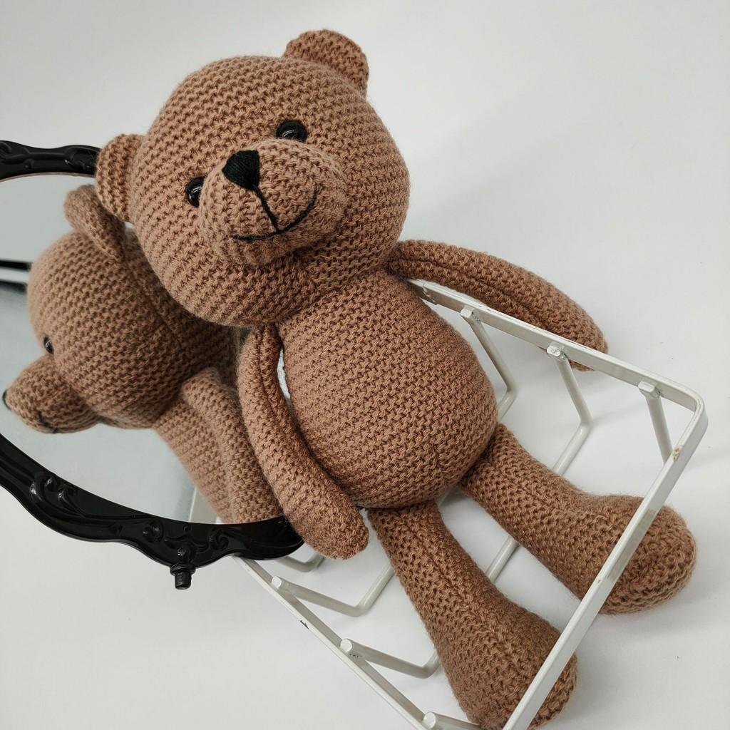 Children Knit Handmade Bear Soft Plush Animal Toy Playroom Decor Birthday Gift